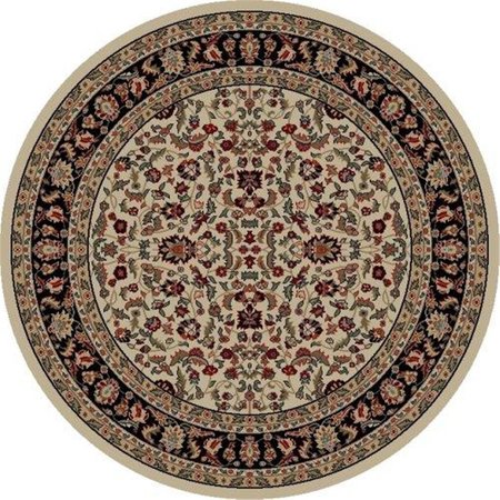 CONCORD GLOBAL 5 ft. 3 in. Jewel Kashan Round Border - Ivory, Black 40630